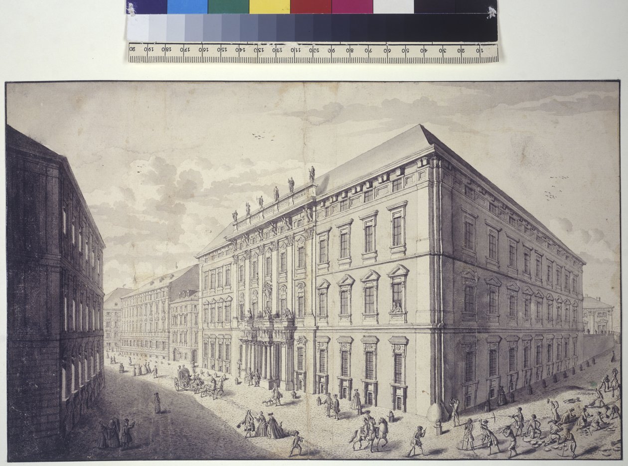 Ganzseitig: Schrägansicht des Kaunitz-Liechtenstein Stadtpalais von Salomon Kleiner