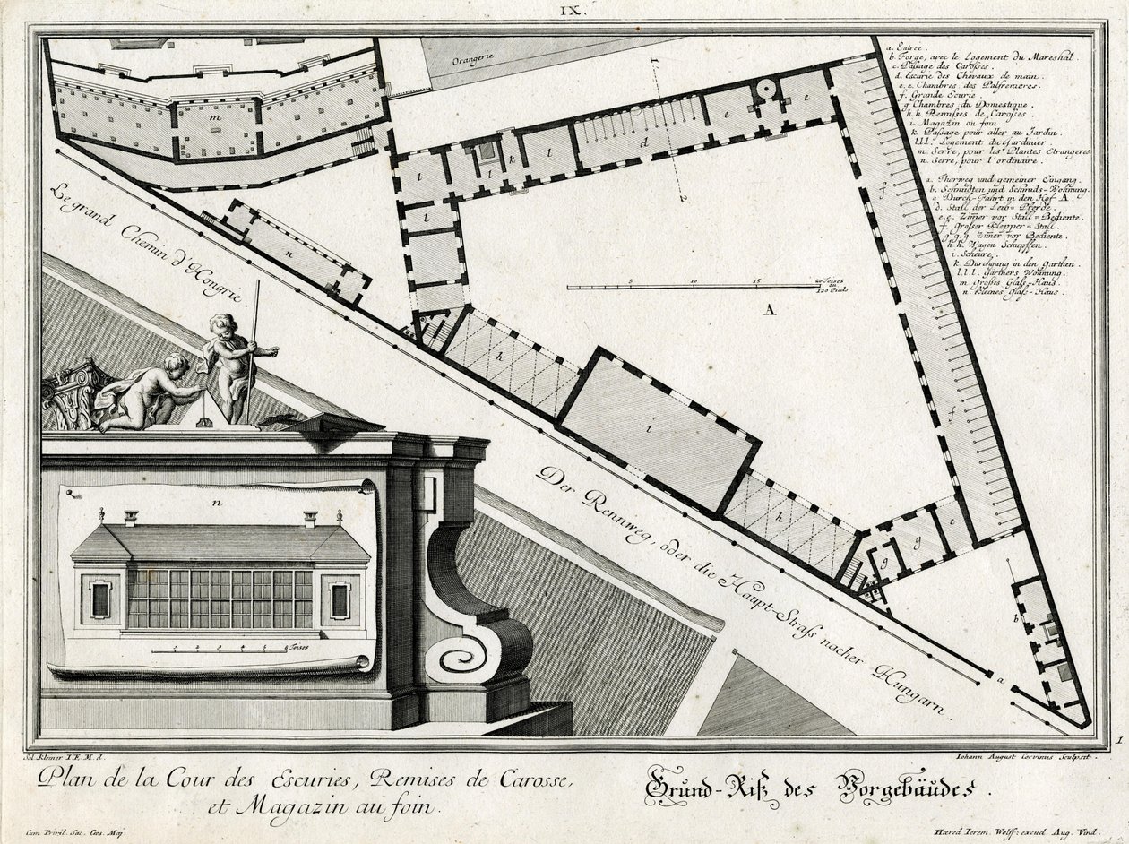 Grundriss der Nebengebäude am Rennweg von Salomon Kleiner