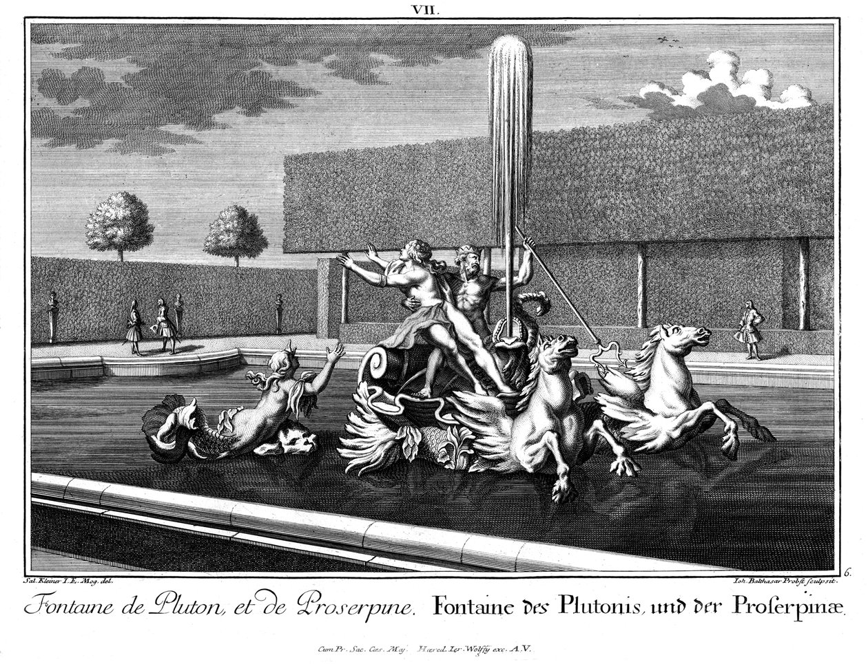Prospekt der Fontäne des Pluto und der Proserpina von Salomon Kleiner