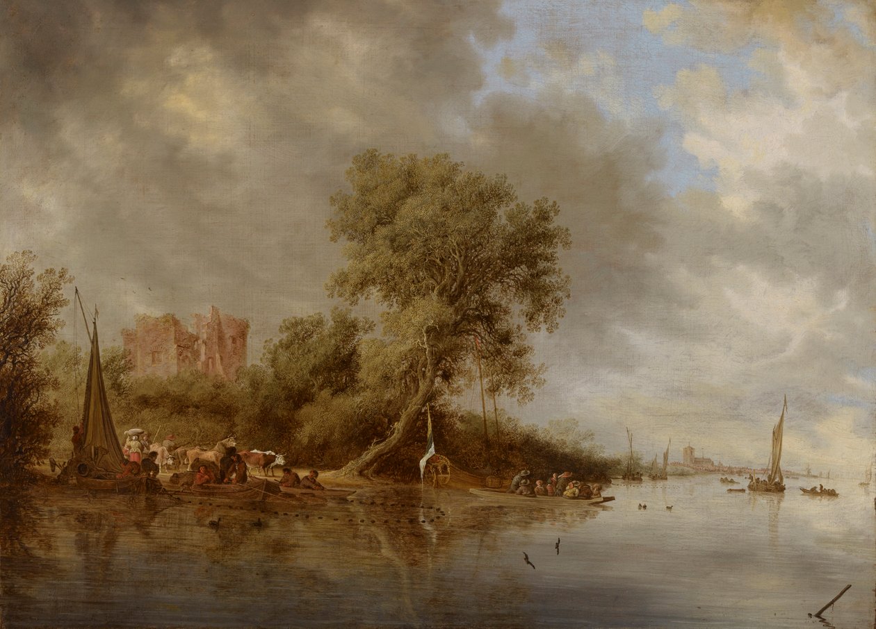 Flusslandschaft mit den Ruinen der Burg Egmond, 1641 von Salomon van Ruisdael or Ruysdael