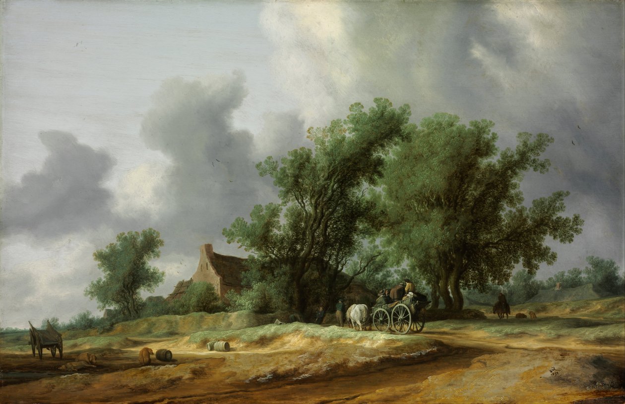 Straße in den Dünen mit einer Kutsche von Salomon van Ruisdael or Ruysdael