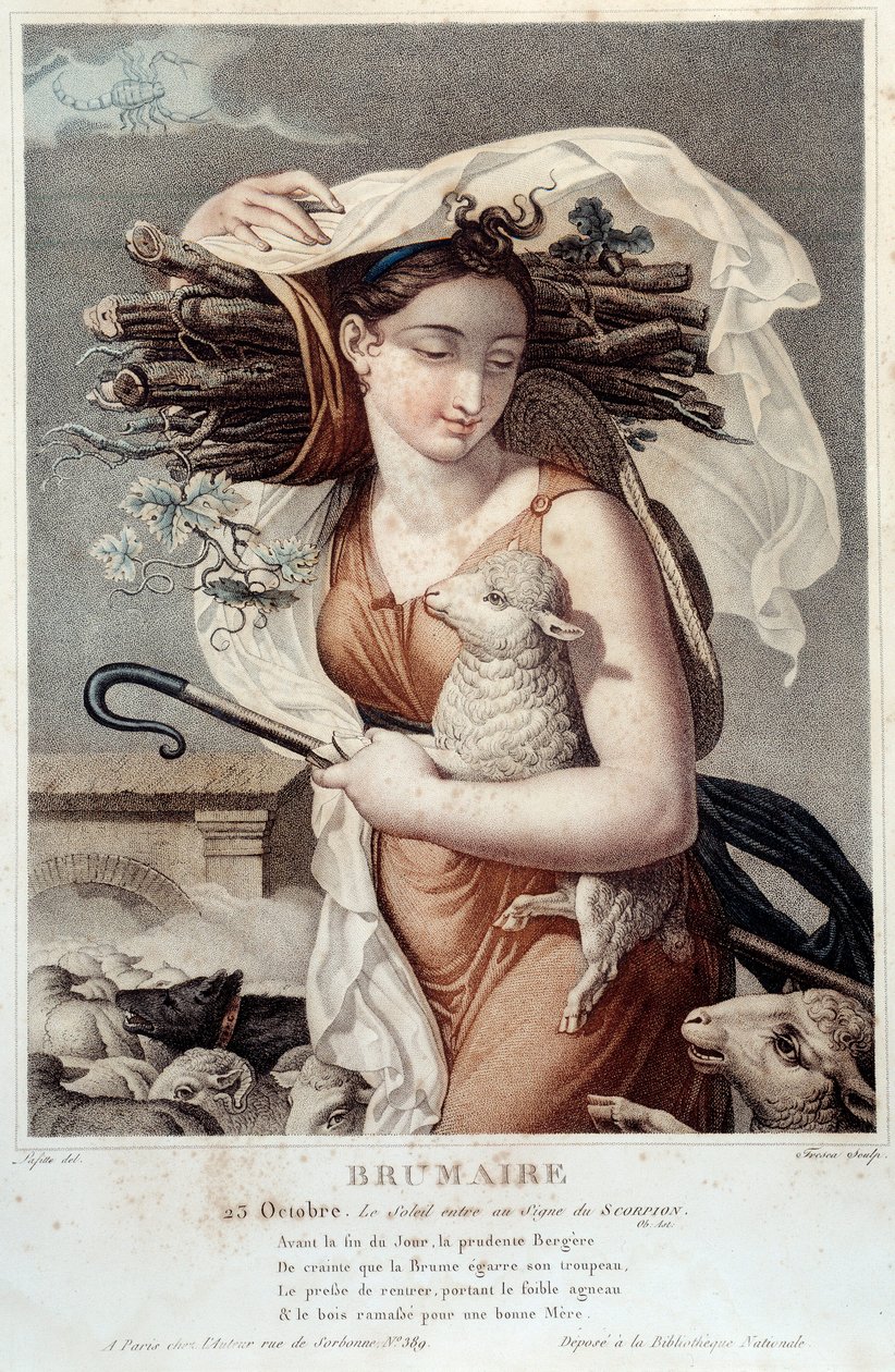 Revolutionärer Kalender vom 23. Oktober: Brumaire: Die Sonne tritt in das Zeichen des Skorpions ein von Salvadore Tresca