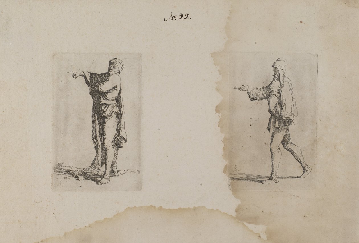 (Figurenserie) Stehender Mann, nach links zeigend von Salvator Rosa