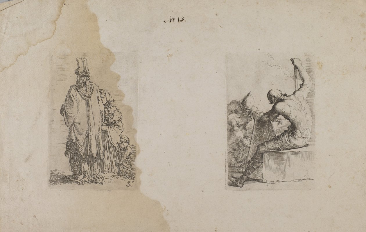 (Figurenserie) Turbanträger, von hinten gesehen von Salvator Rosa