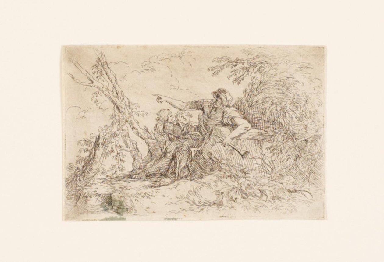 Hirte und zwei Kinder in einer Landschaft von Salvator Rosa