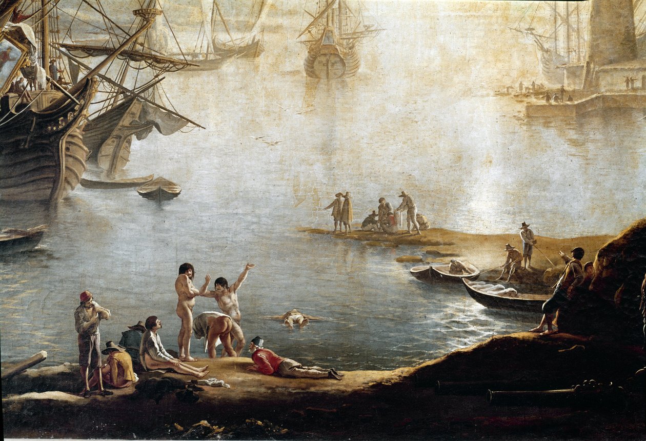 Hafenansicht (Detail) von Salvator Rosa