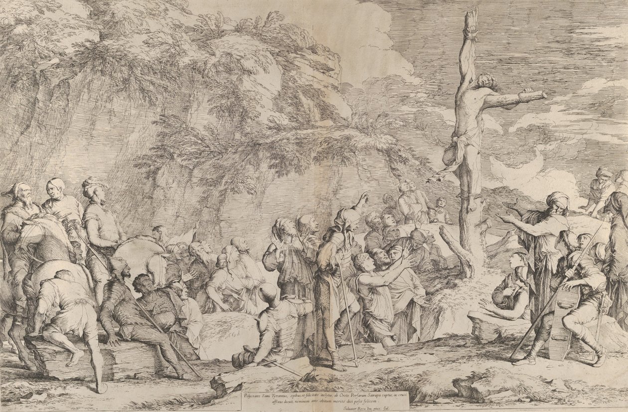 Die Kreuzigung des Polykrates, des Tyrannen, nach seiner Gefangennahme durch die Perser von Salvator Rosa