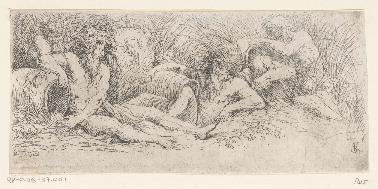 Fünf Flussgötter mit Urnen von Salvator Rosa