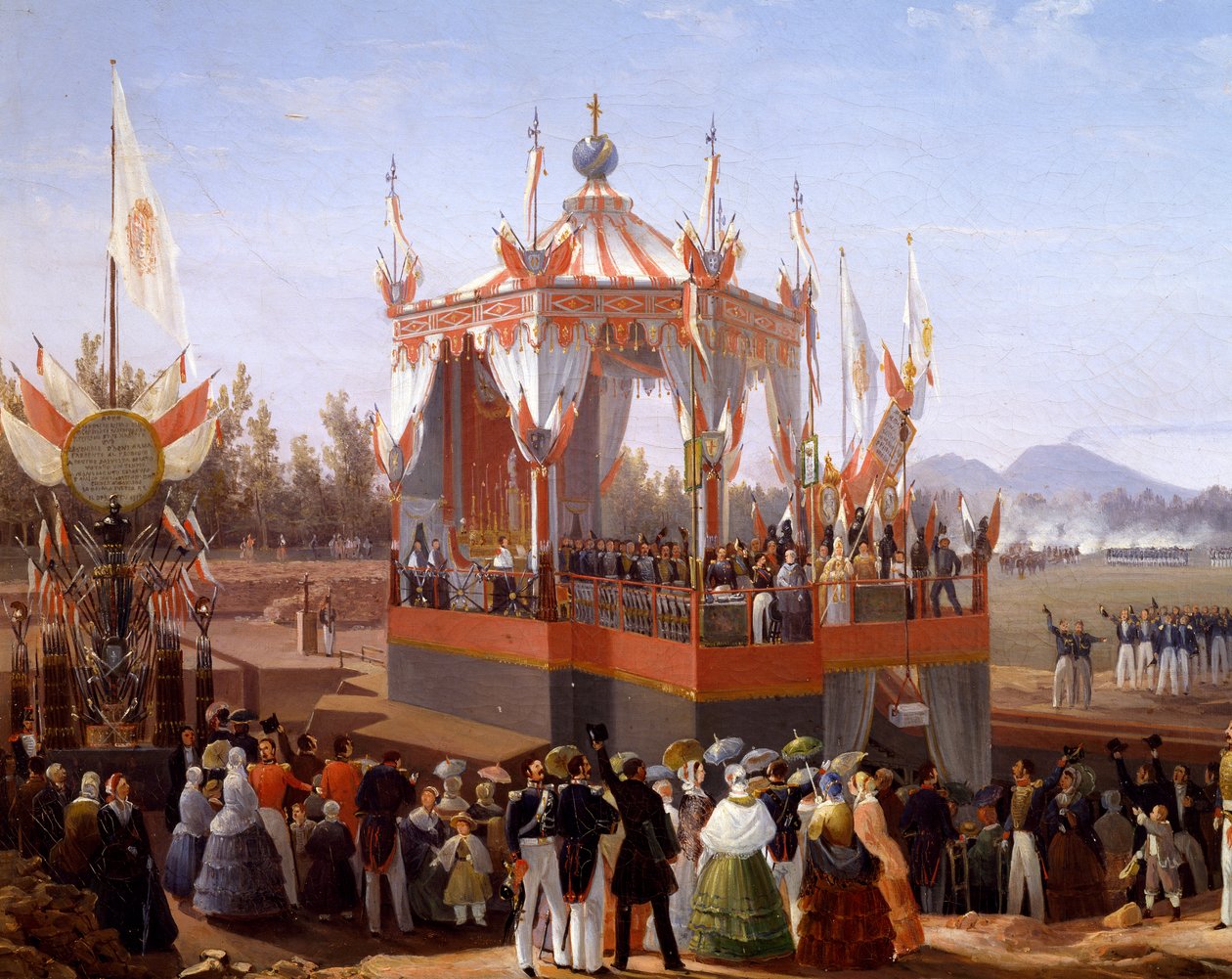 Franz I. und Maria Isabella bei einer offiziellen Zeremonie im Arsenal von Neapel (Detail) von Salvatore Fergola