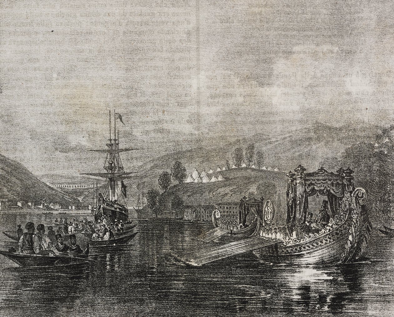 Buyukdere-Tal und Baghtche-keui-Aquädukt, Türkei, Lithographie von Salvatore Puglia aus Poliorama Pittoresco, Nr. 40, 11. Mai von Salvatore Puglia