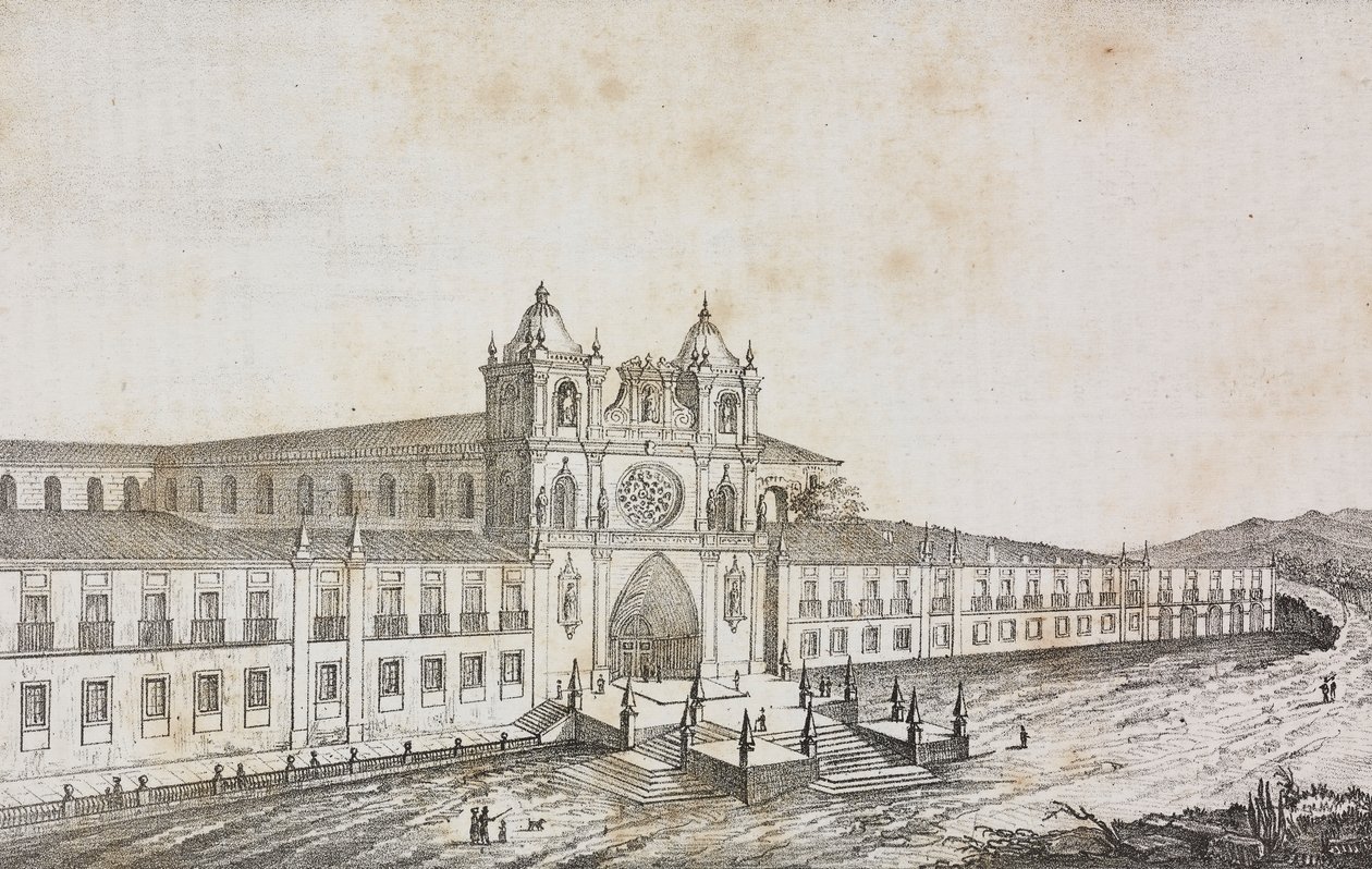 Fassade des Klosters von Alcobaca, Portugal, Lithografie von Salvatore Puglia aus Poliorama Pittoresco, Nr. 50, 19. Juli von Salvatore Puglia