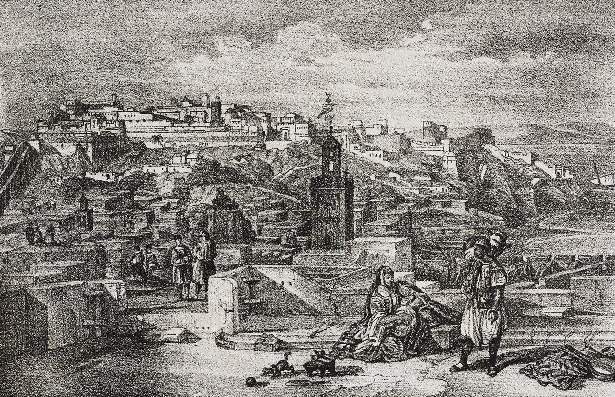 Ansicht der Zitadelle von Tanger, Marokko, Lithographie von Salvatore Puglia aus Poliorama Pittoresco, Nr. 26, 3. Februar von Salvatore Puglia