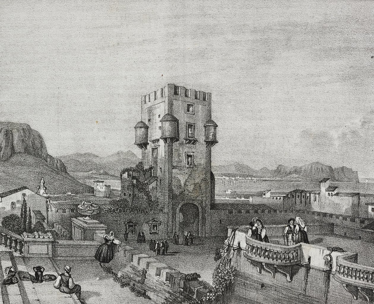 Villa des Prinzen von Butera in Bagheria, Palermo, Sizilien, Lithographie von Salvatore Puglia aus Poliorama Pittoresco, Nr. 3, 28. August von Salvatore Puglia