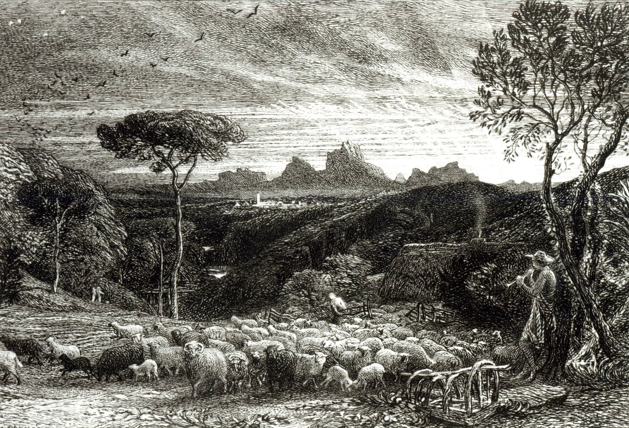 Das Öffnen des Faltens, früher Morgen, 1880 von Samuel Palmer