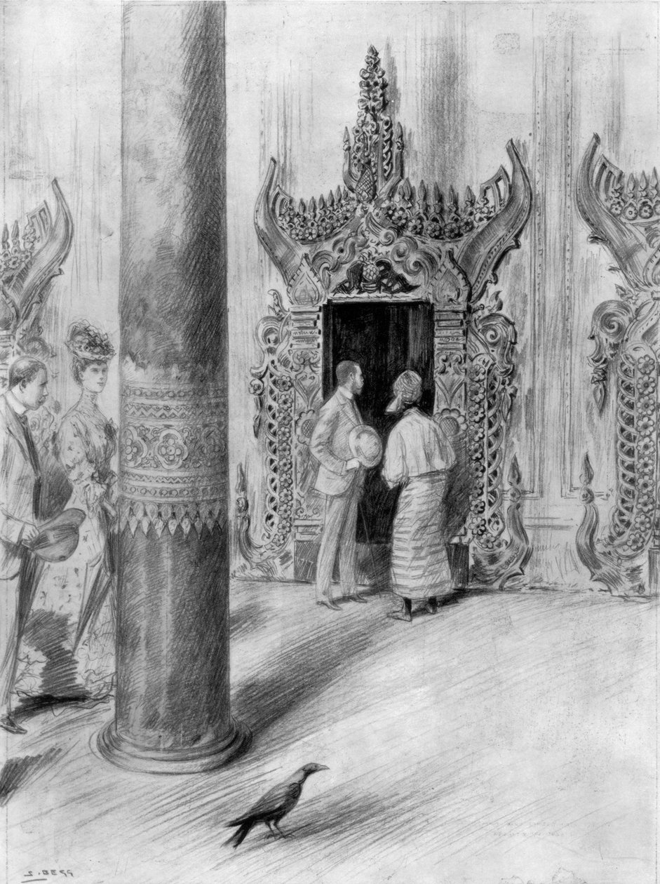 Der Prinz und die Prinzessin von Wales im Palast von König Theebaw, Mandalay, Burma, 1906 von Samuel Begg