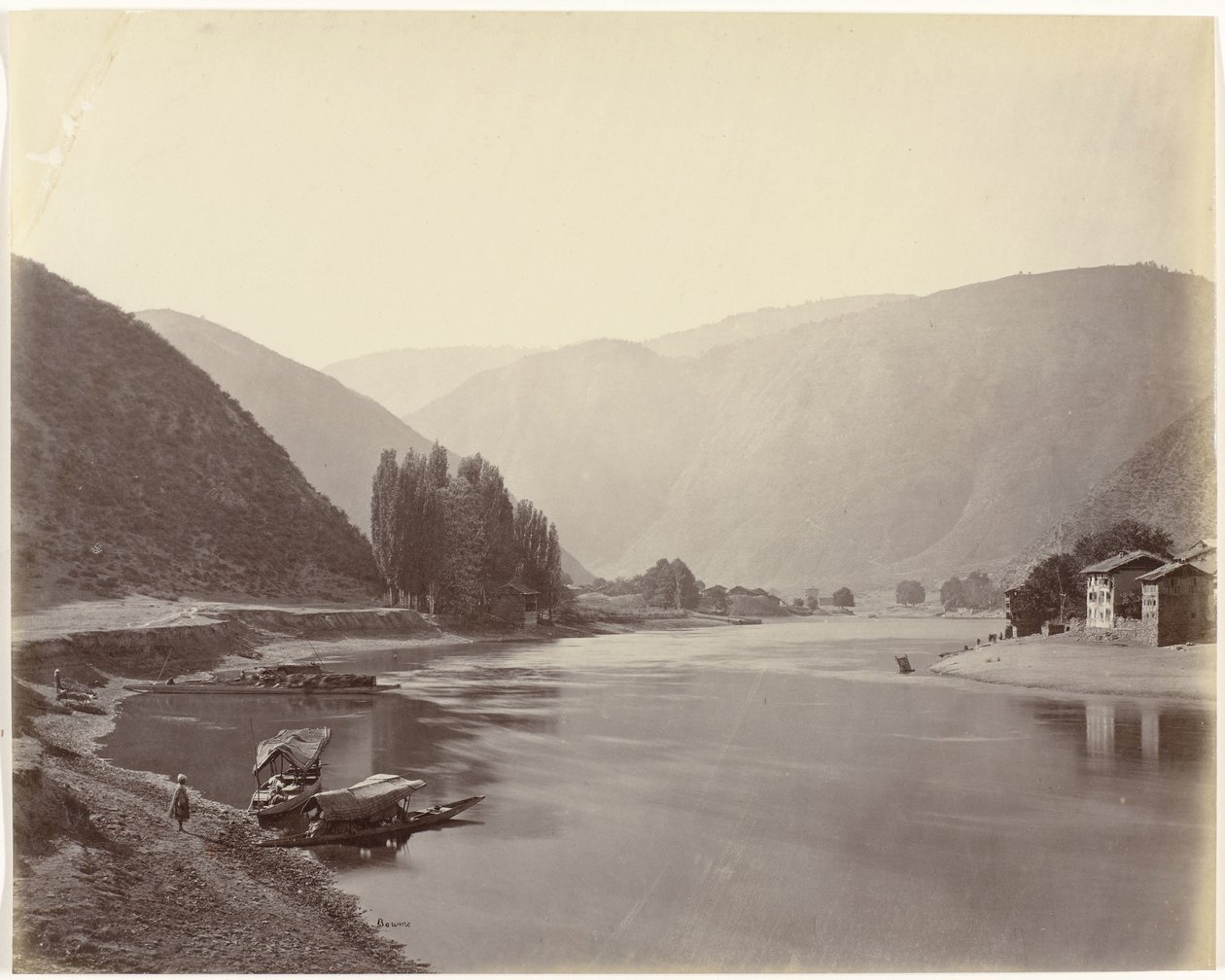 Flussansicht bei Baramulla, Indien von Samuel Bourne (signed by artist)