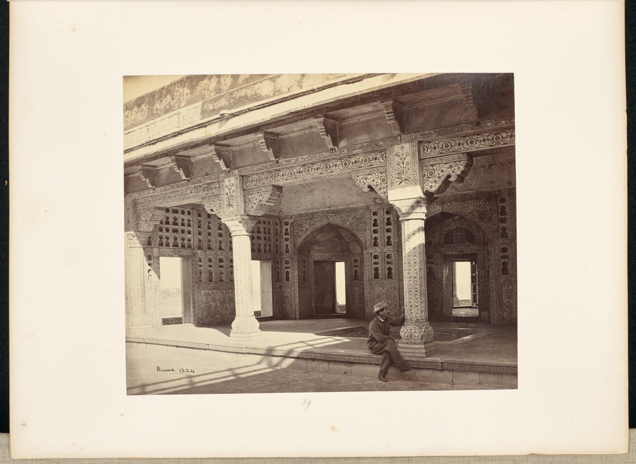 Agra; Das Fort, Innenraum des Zenana, zeigt die Mosaikarbeit von Samuel Bourne