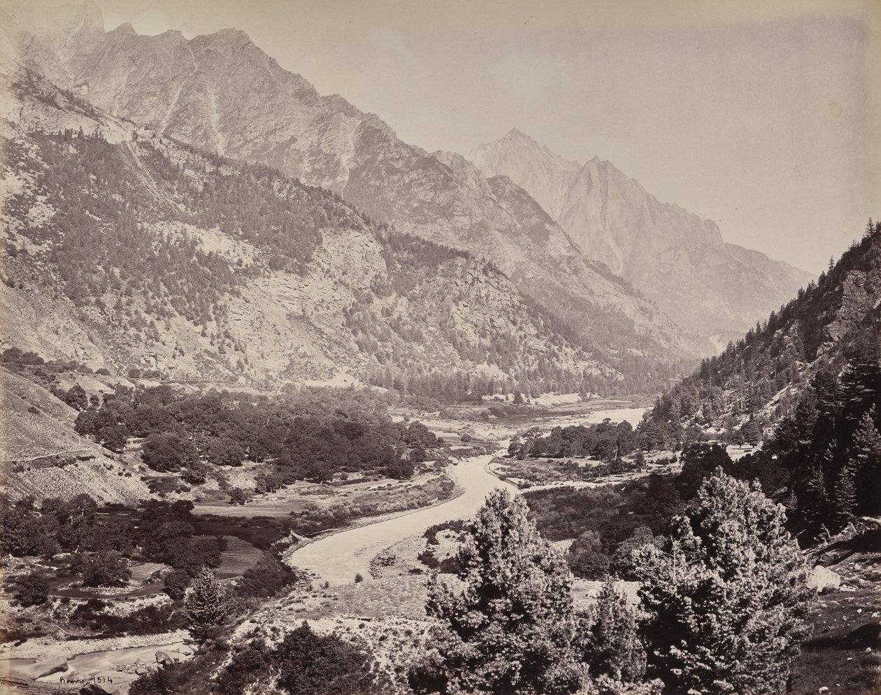 Der obere Himalaya. Blick in das Buspa-Tal von Sangla aus von Samuel Bourne