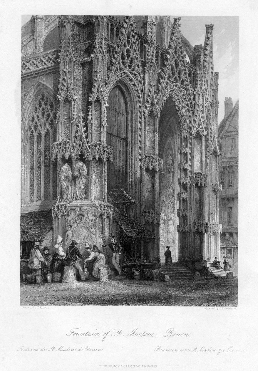 Der Brunnen von St. Maclou, Rouen, Frankreich, 19. Jahrhundert von Samuel Bradshaw