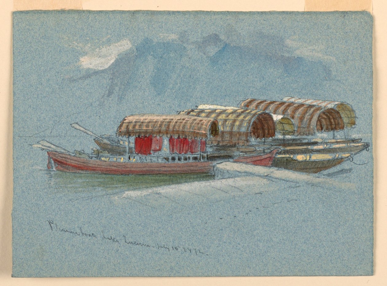 Zeichnung, Skizzen. Vergnügungsboote, Vierwaldstättersee, Schweiz, 10. Juli 1872 von Samuel Colman