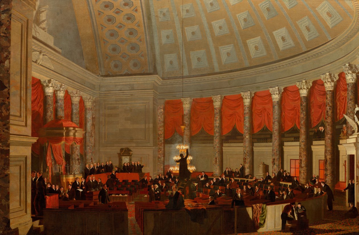 Das Repräsentantenhaus, 1822, wahrscheinlich überarbeitet 1823 von Samuel Finley Breese Morse