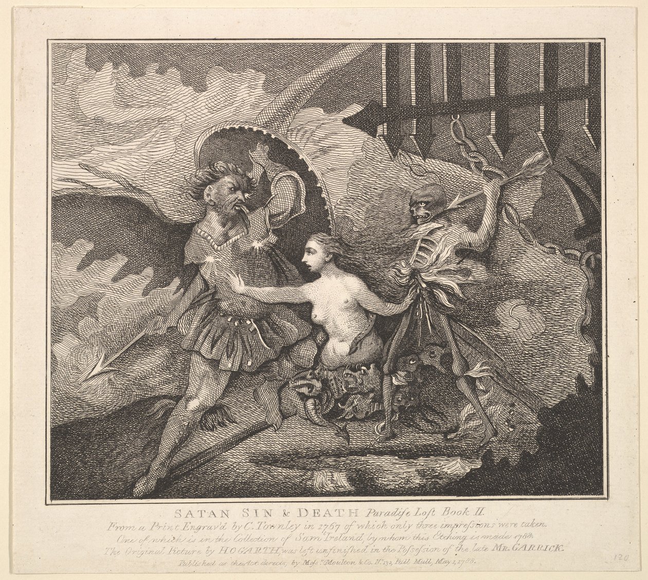 Satan, Sünde und Tod, Paradise Lost, Buch II, 1. Mai 1788 von Samuel Ireland