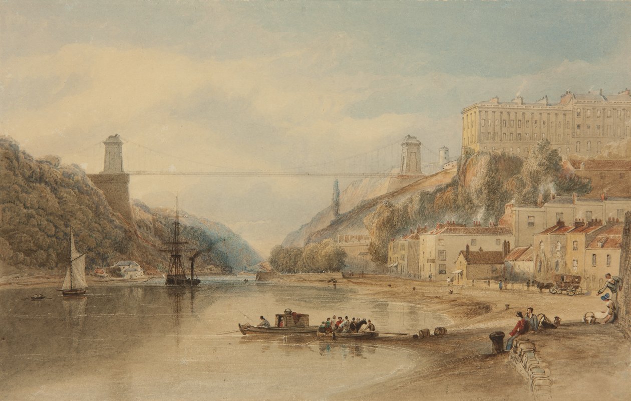 Der vorgeschlagene Hängebrücke von der Rownham Fähre, ca. 1836 von Samuel Jackson