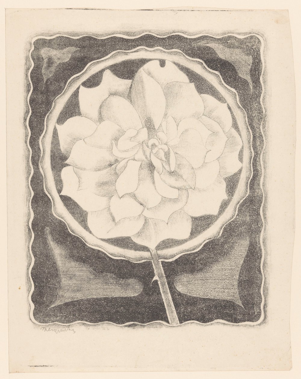 Rose (im Kreis, mit gewelltem Rand) von Samuel Jessurun de Mesquita (signed by artist)