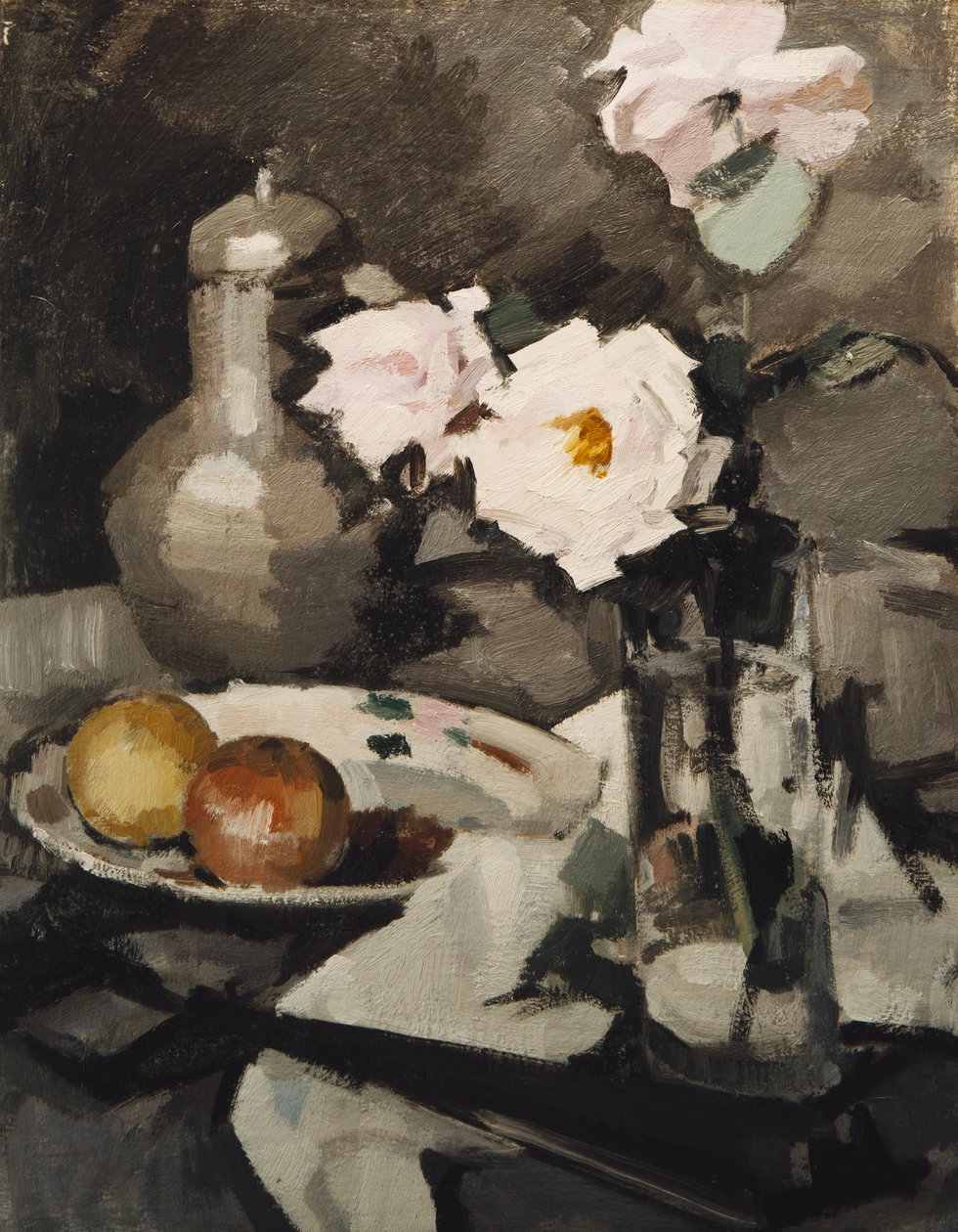 Rosa Rosen in einer Glasvase, ca. 1924 von Samuel John Peploe