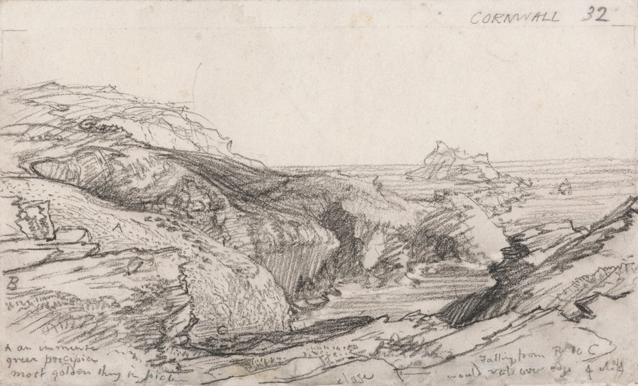 Eine Seite aus einem Cornish Skizzenbuch: Cornwall 32 von Samuel Palmer
