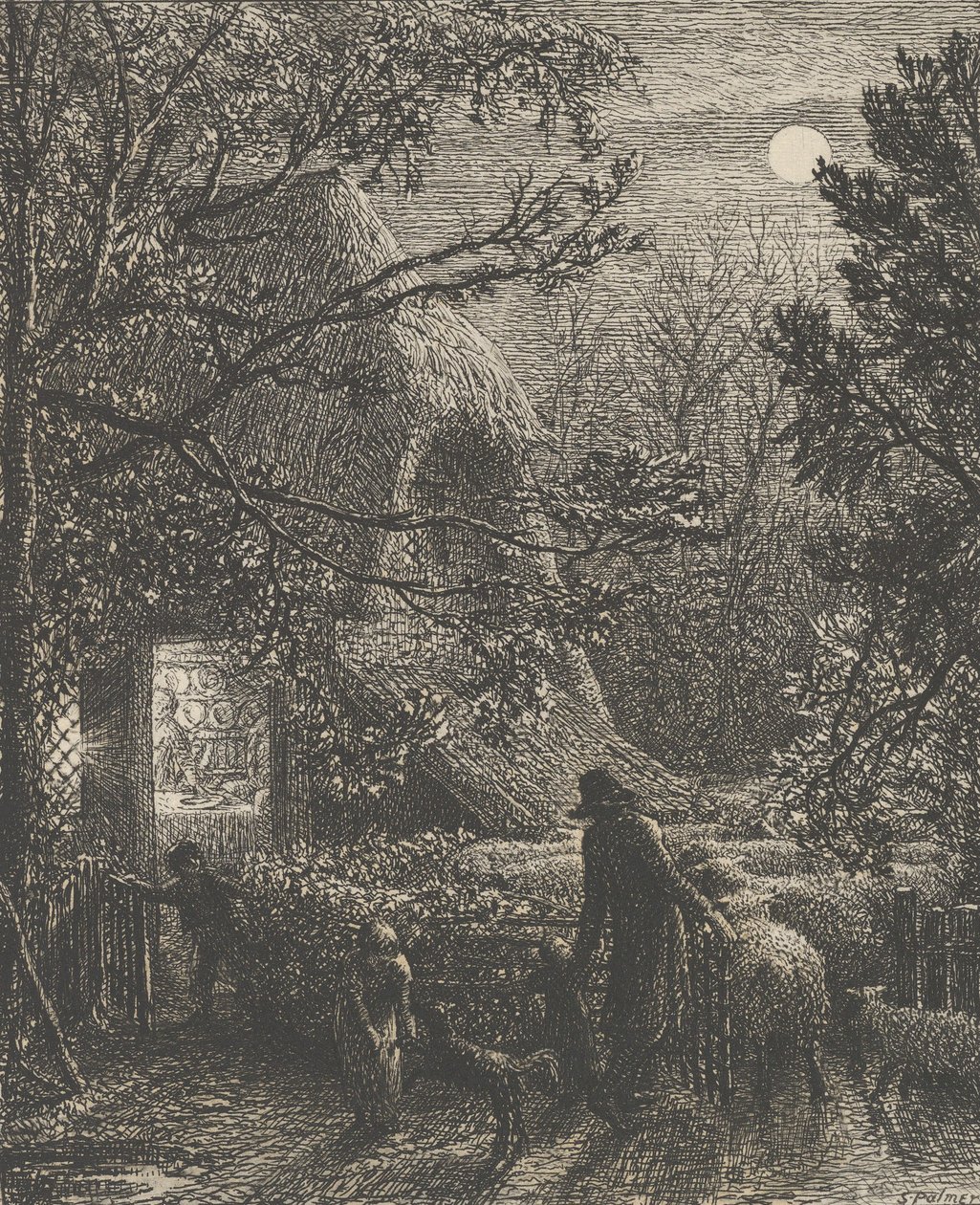 Weihnachten oder das letzte Schaf falten, 1850 von Samuel Palmer