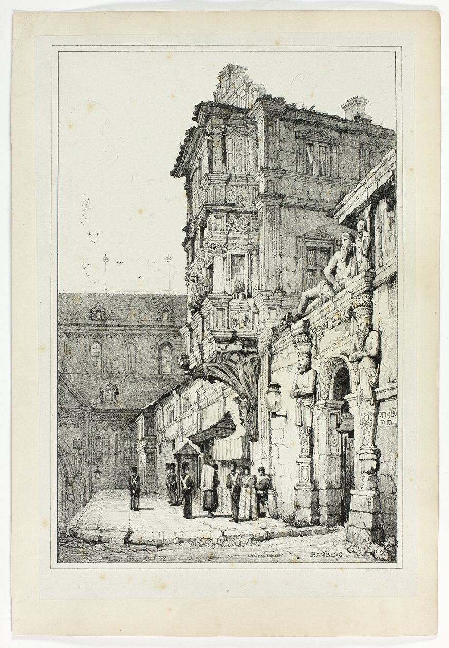 Altes Palais, Bamberg, aus Faksimiles von Skizzen aus Flandern und Deutschland von Samuel Prout