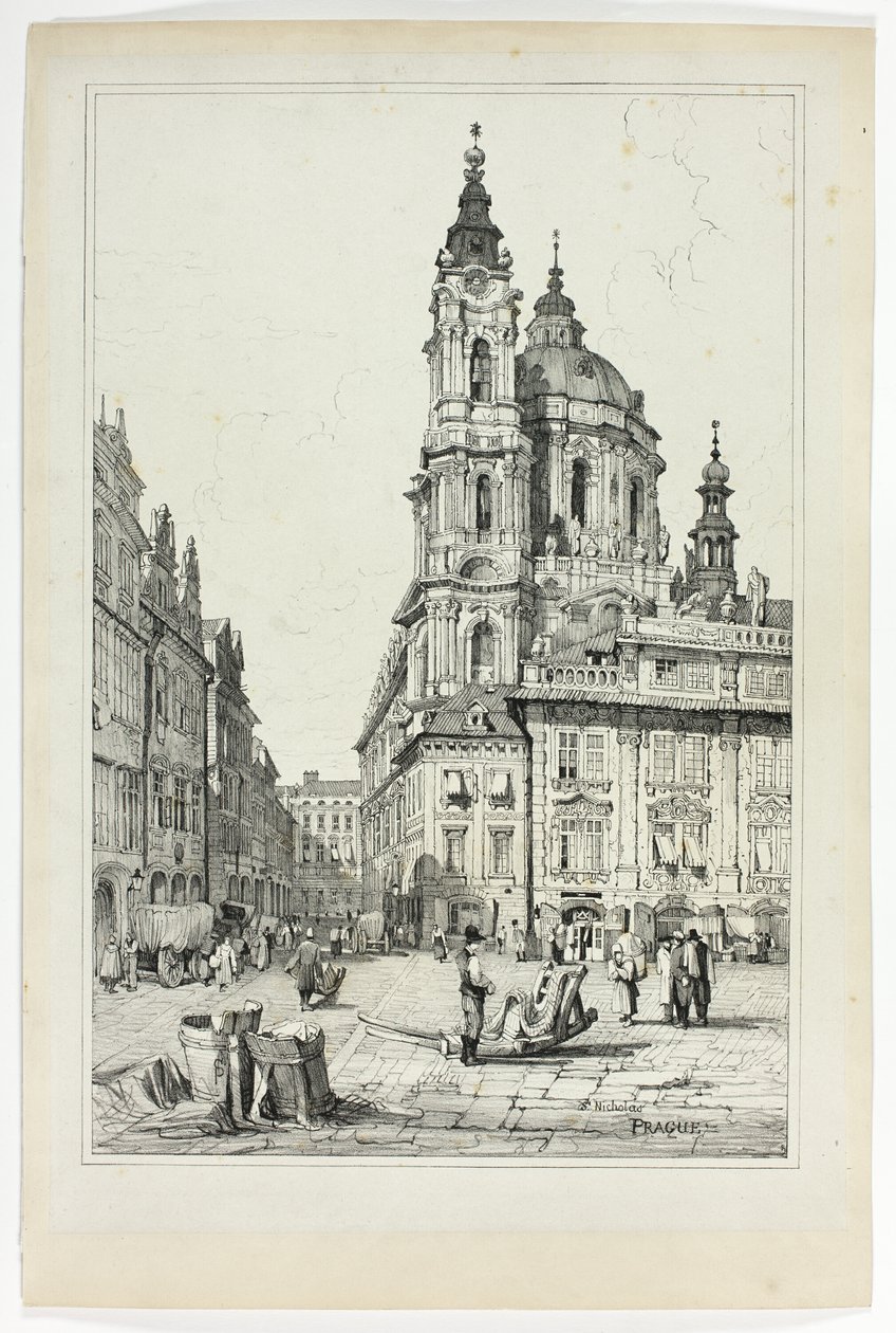 St. Nikolaus, Prag, aus Faksimiles von Skizzen aus Flandern und Deutschland von Samuel Prout