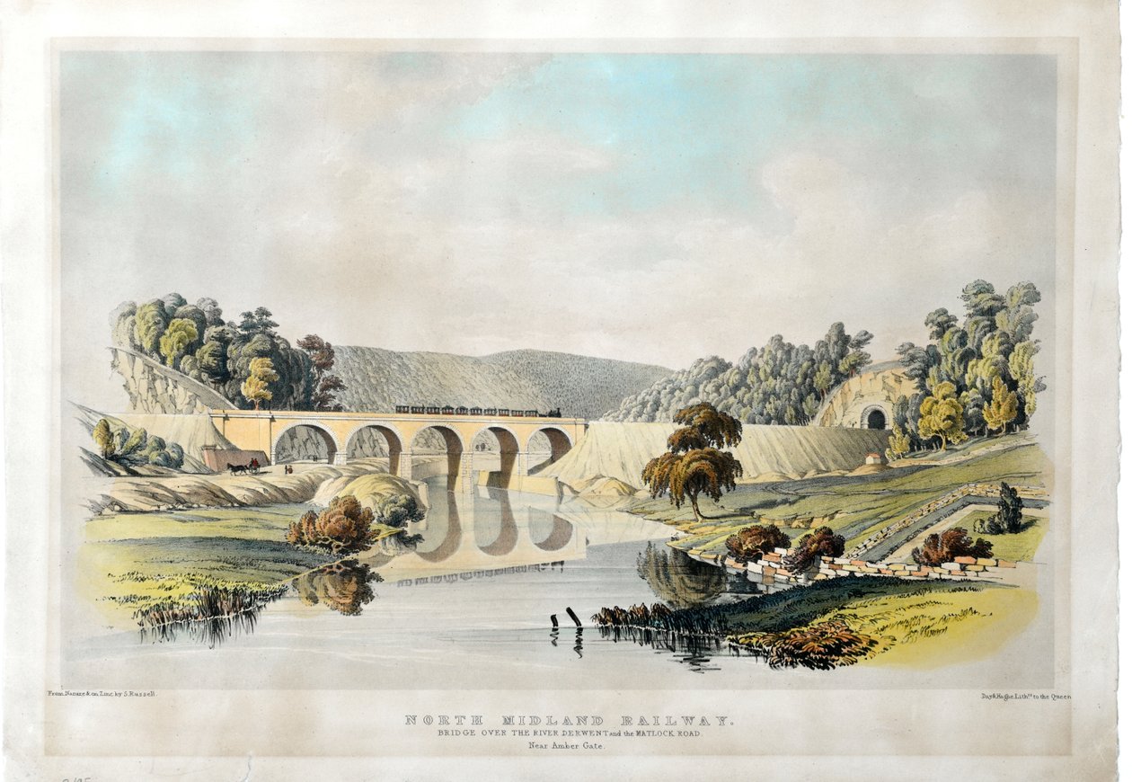 North Midland Railway Brücke über den Fluss Derwent und die Matlock Road bei Amber Gate von Samuel Russell