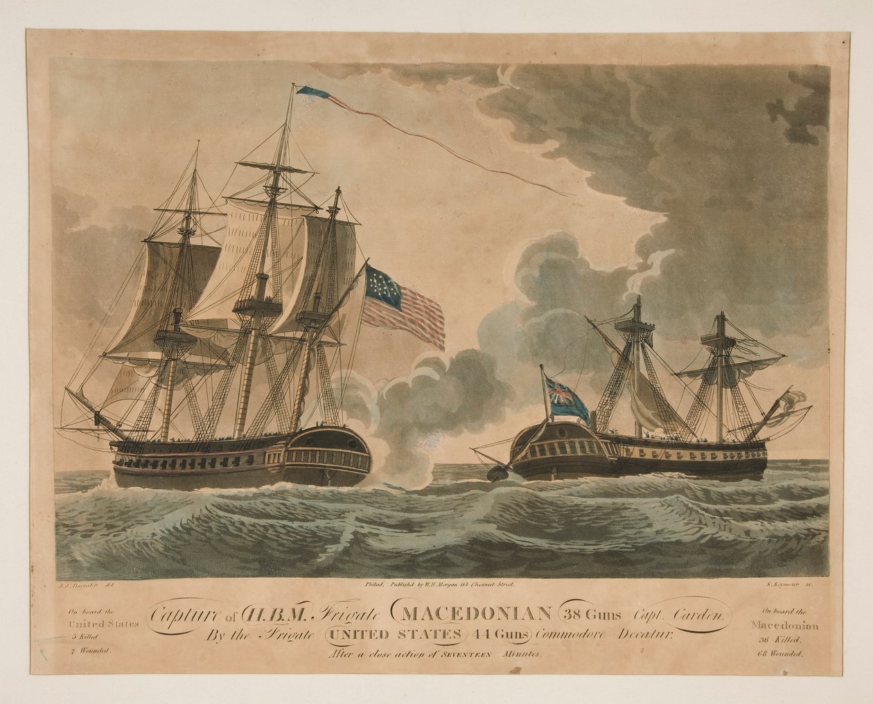 Eroberung der H. B. M. Fregatte Macedonian durch die Vereinigten Staaten von Samuel Seymour
