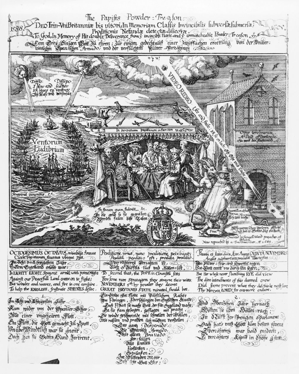 Zu Gott, in Erinnerung an seine doppelte Befreiung von der unbesiegbaren Armada (1588) und dem unvergleichlichen Pulververrat (1605), nachgedruckt von einem Transmariner, 1689 von Samuel Ward