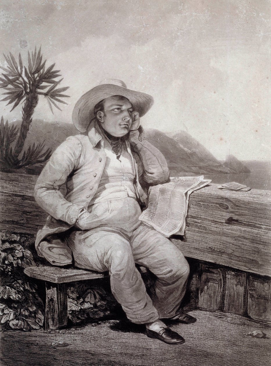 Porträt von Napoleon I (1769-1821) auf St. Helena (1820) von Samuel William I Reynolds