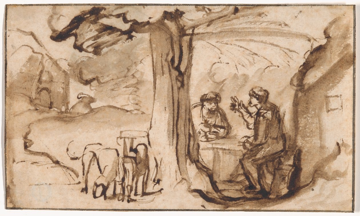 Jakob und Esau (recto); Kopf einer schlafenden jungen Frau (verso) von Samuel van Hoogstraten