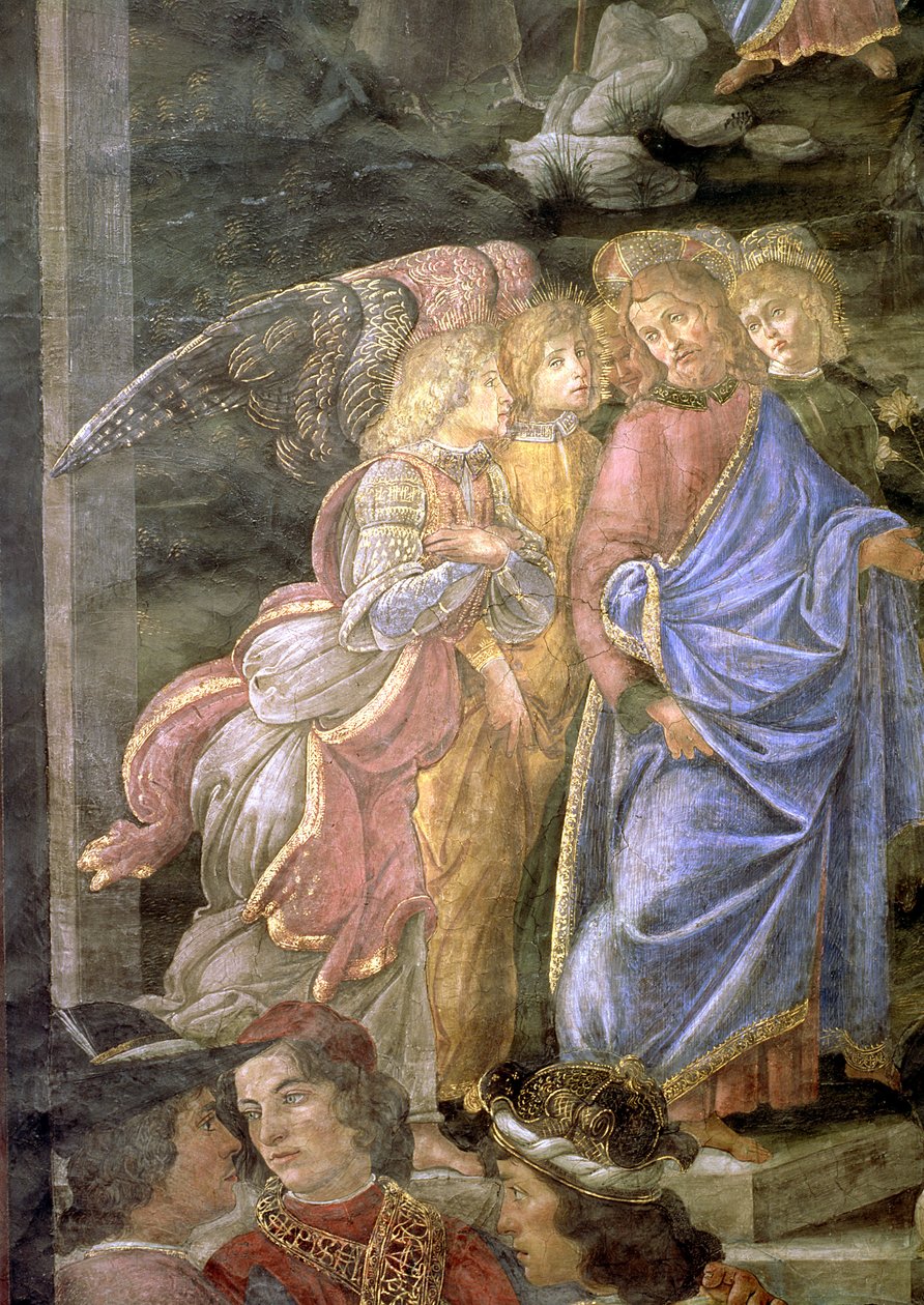 Die Reinigung des Aussätzigen und die Versuchung Christi, aus der Sixtinischen Kapelle, 1481 (Detail) von Sandro Botticelli