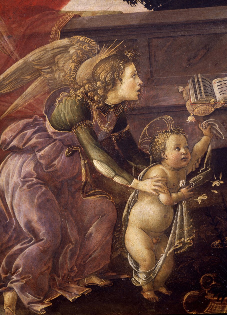Madonna und Kind mit drei Engeln (Madonna del Padiglione), (Detail) von Sandro Botticelli