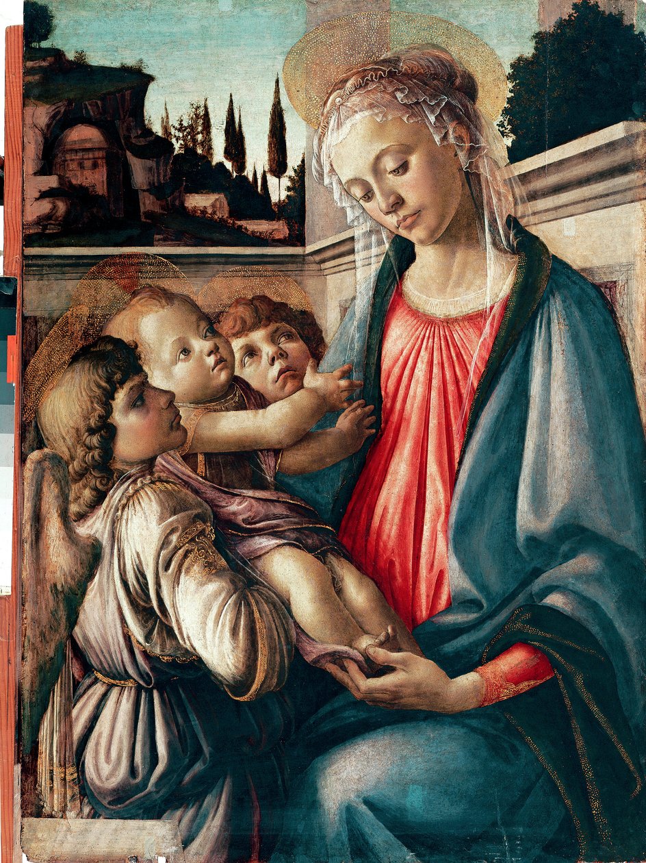 Madonna mit Kind und zwei Engeln von Sandro Botticelli