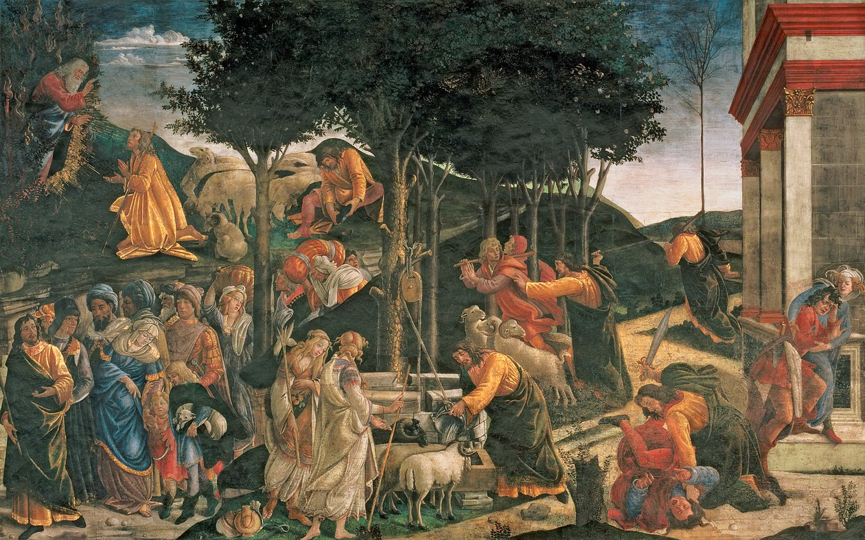 Die Jugend des Moses in der Sixtinischen Kapelle von Sandro Botticelli