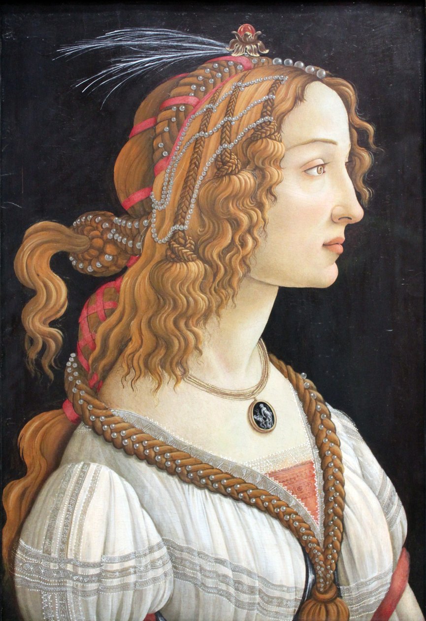 Idealisiertes Porträt einer Dame (Porträt von Simonetta Vespucci als Nymphe) von Sandro Botticelli