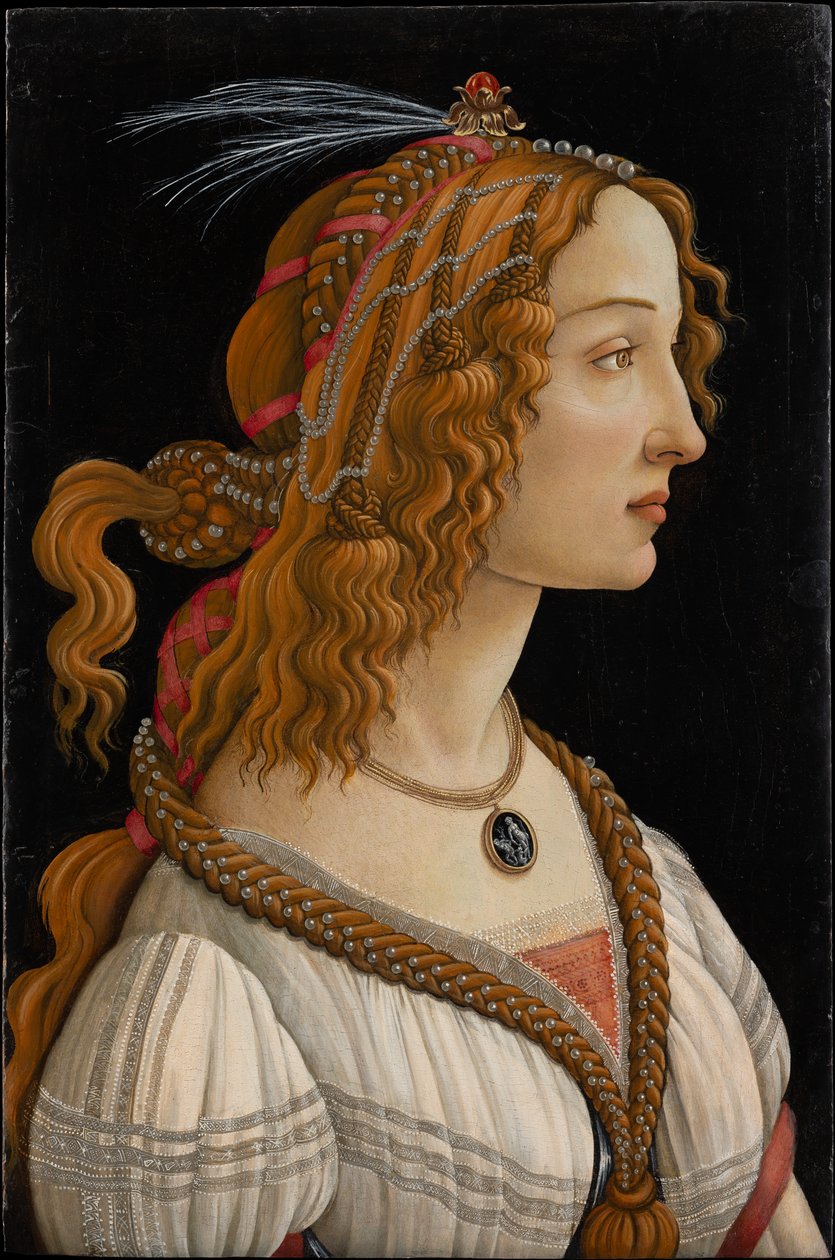 Idealisiertes Porträt einer Dame (Porträt von Simonetta Vespucci als Nymphe) von Sandro Botticelli