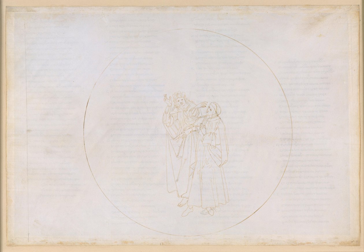 Die Göttliche Komödie, Paradiso XII. Vierte Planetensphäre (Sonnenhimmel): Der Franziskaner Bonaventura preist das Leben und Werk des heiligen Dominikus und tadelt die Spaltung des eigenen Ordens von Sandro Botticelli