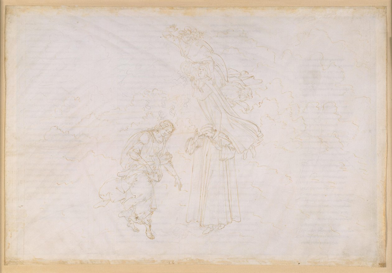 Die Göttliche Komödie, Paradiso XXVII. Achte Sphäre (Fixsternhimmel): Petrus hält eine Strafpredigt gegen das verkommene Papsttum; Aufflug zum Kristallhimmel, dem Primum Mobile von Sandro Botticelli