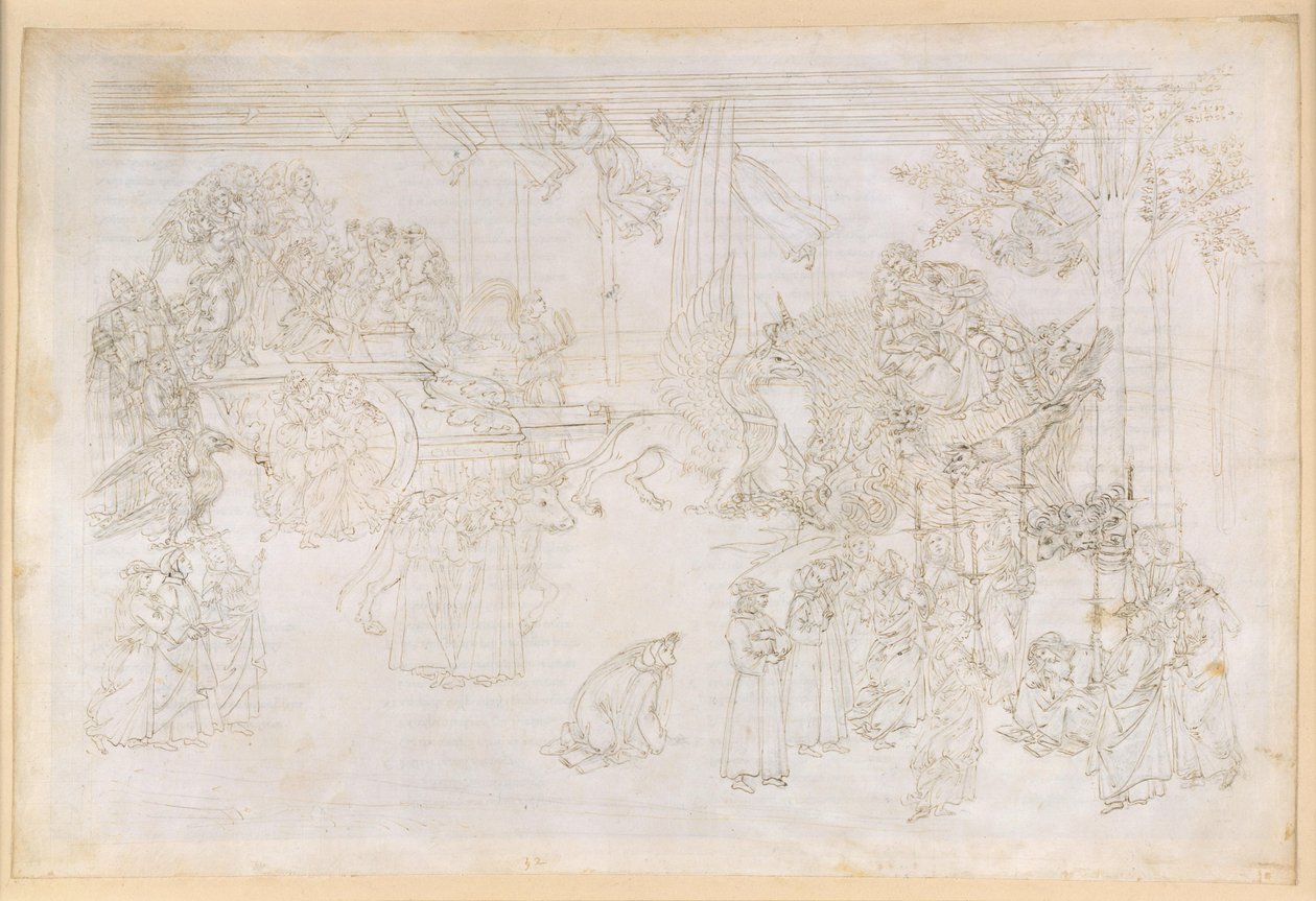 La Divina Commedia, Purgatorio XXXII. Das Irdische Paradies: Der Baum der Erkenntnis und das historische Schicksal der Kirche von Sandro Botticelli