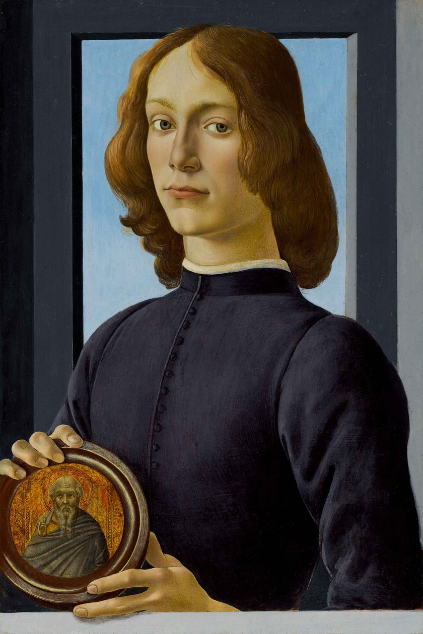 Porträt eines jungen Mannes mit einem Medaillon von Sandro Botticelli