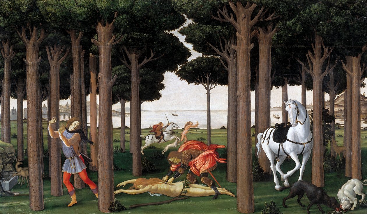 Die Geschichte von Nastagio degli Onesti, zweite Episode von Sandro Botticelli