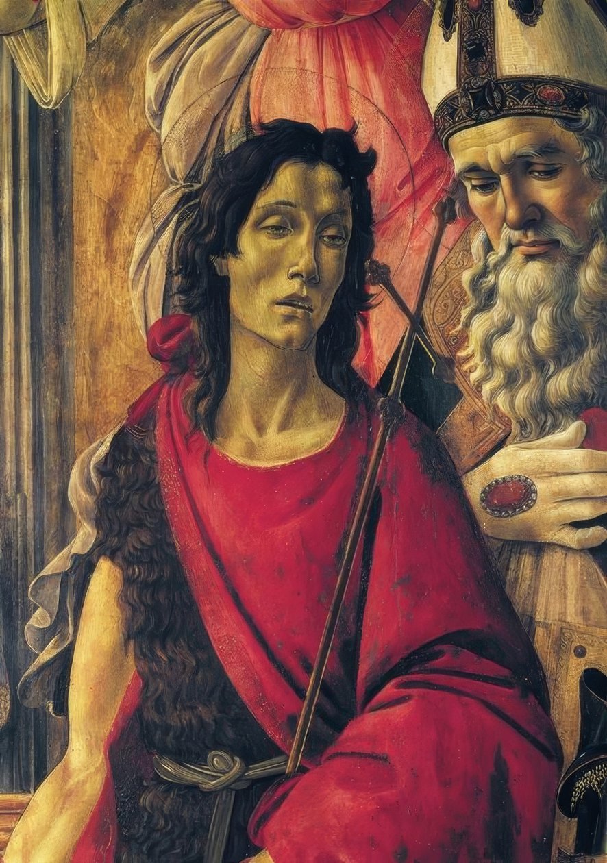 Thronende Madonna mit dem Kinde, Engeln und Heiligen von Sandro Botticelli